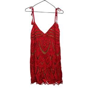 Free People Party Red Mini Cut out Dress Size XS NWT Glam